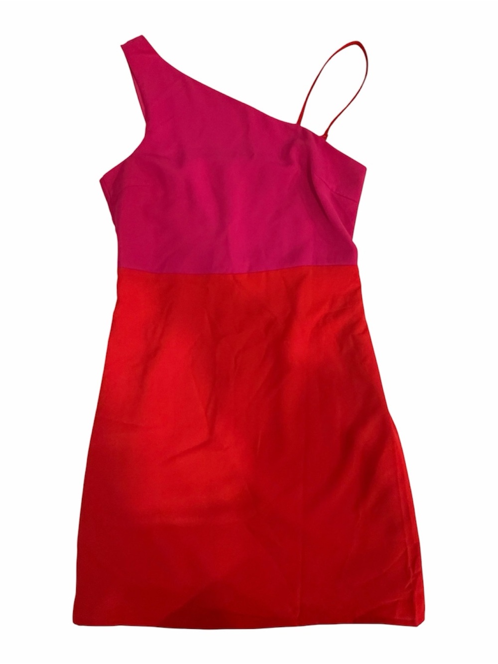 Sugarlips One-Shoulder Colorblock Dress in Fuchsia and Red